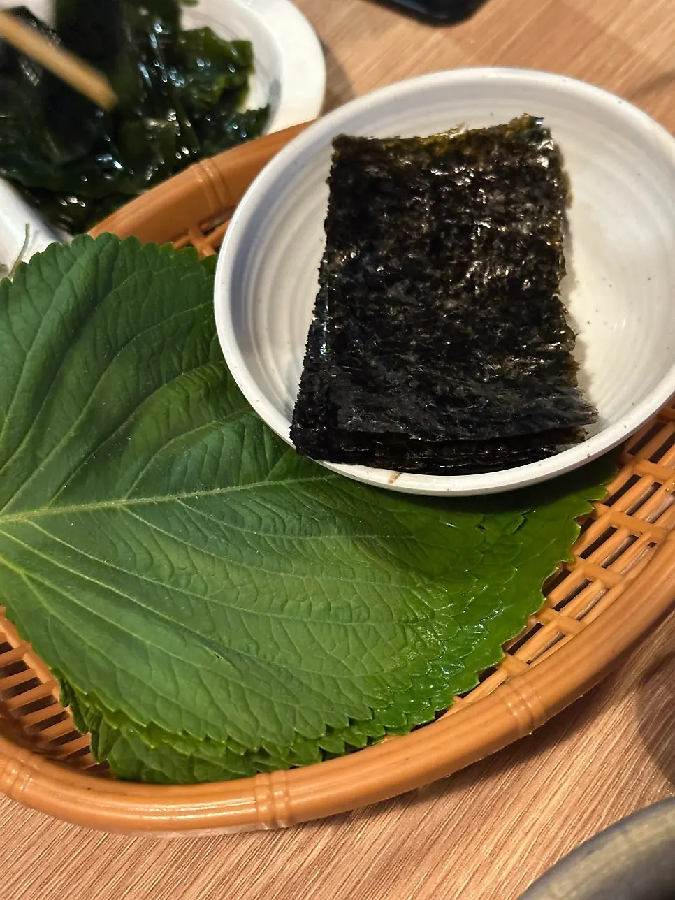 Complimentary miyeok (seaweed) soup
