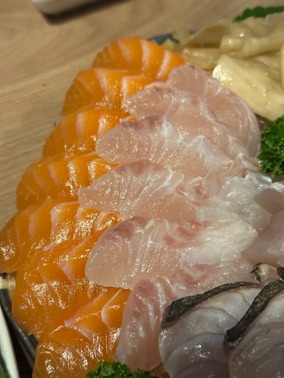 Torch-seared mackerel and matsukawa-style red seabream sashimi