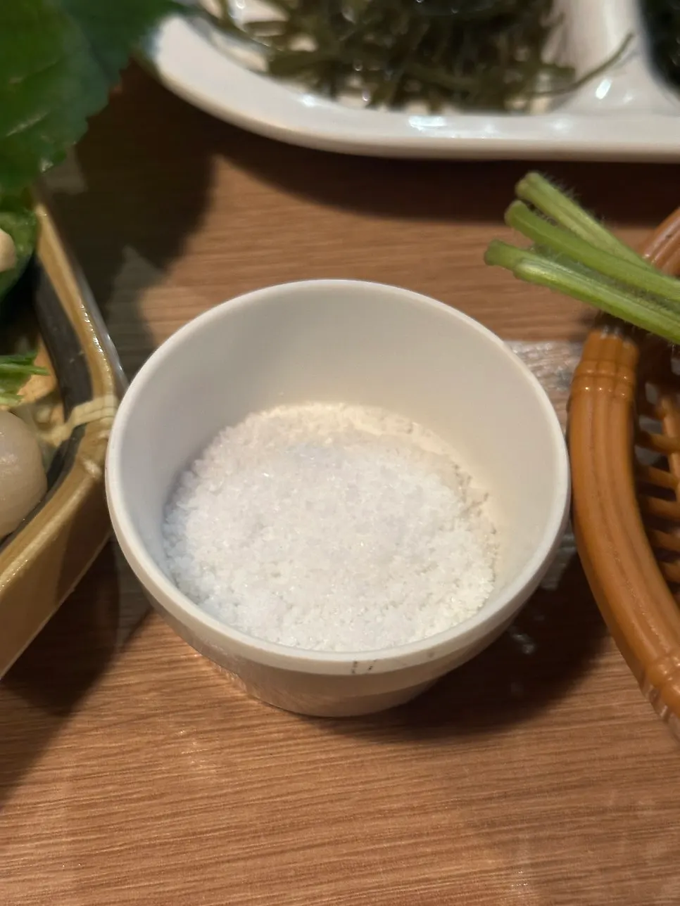 A small dish of flower salt served on request
