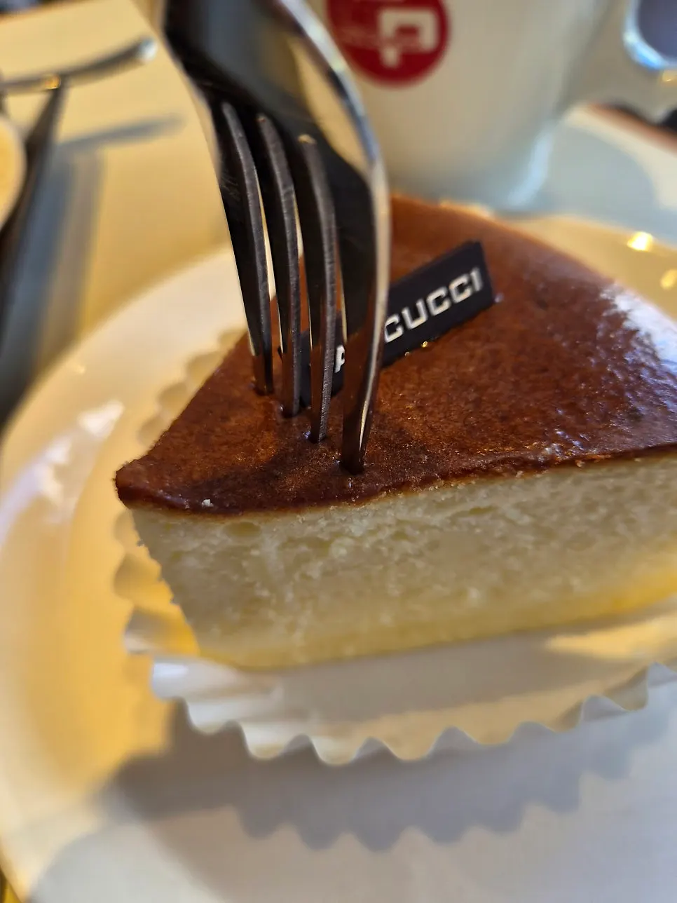 A forkful of souffle cheesecake