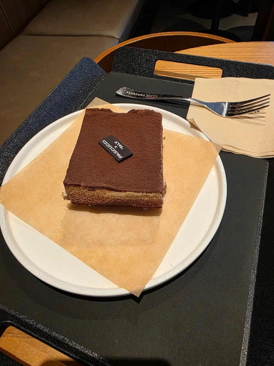 Cassata tiramisu topped with cocoa powder
