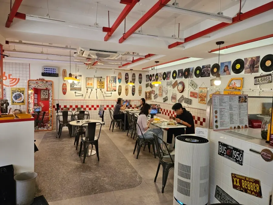 Dining hall with several tables