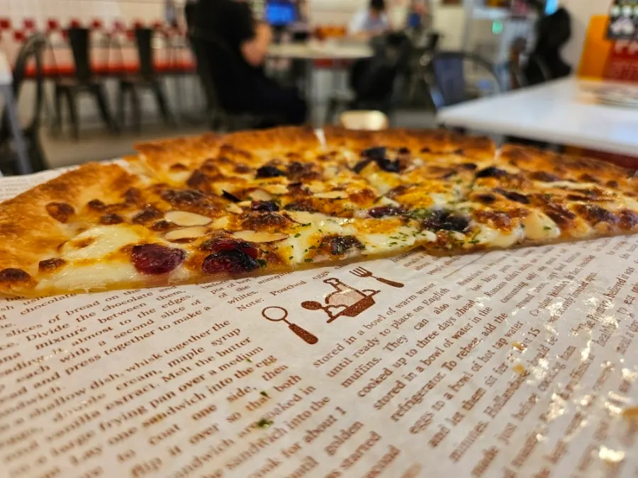 Cross-section of the crispy pizza dough