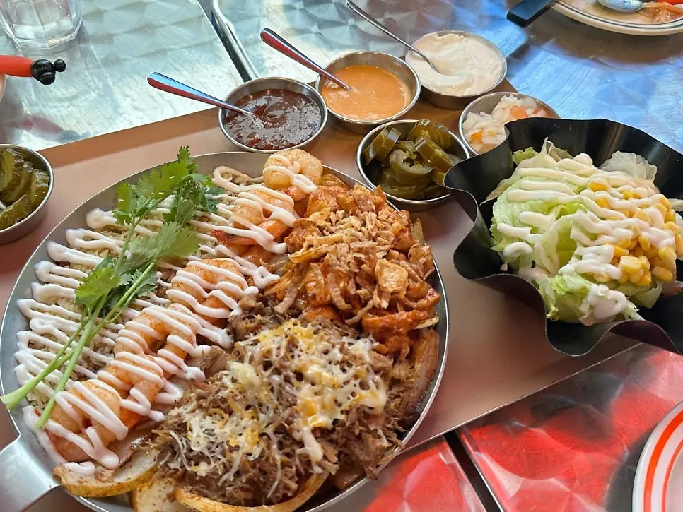 A generously loaded plate of chipotle fajita