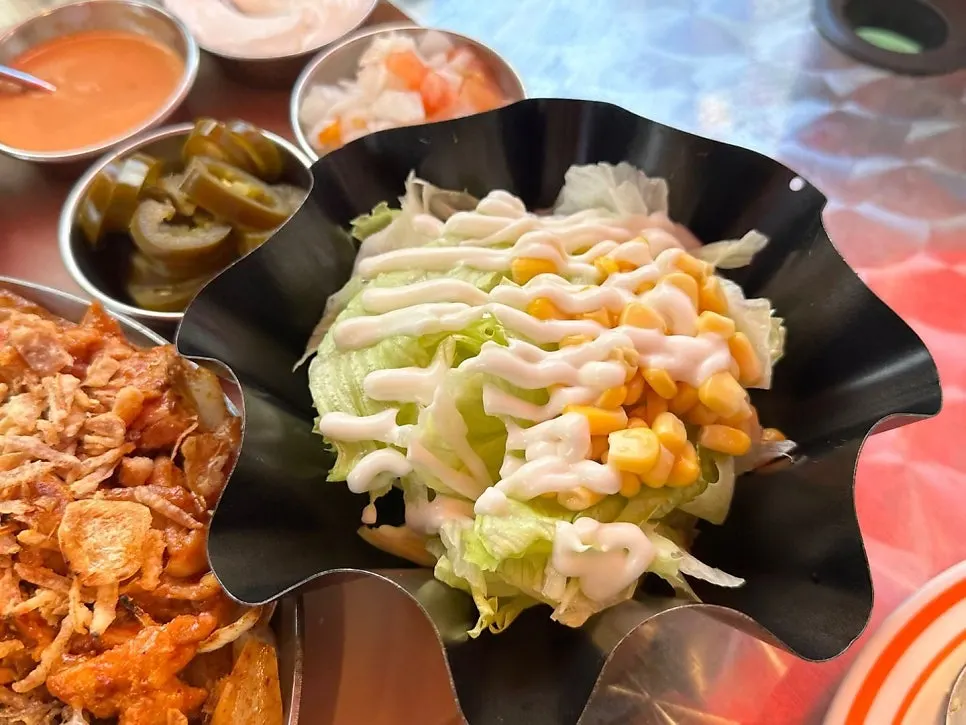 Four kinds of sauces including salsa and yogurt sauce