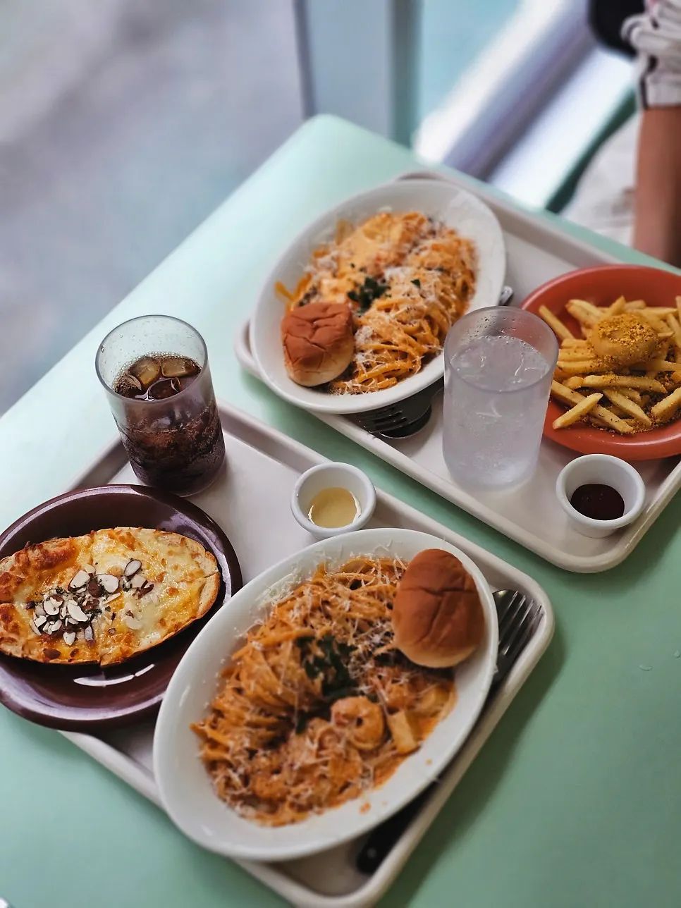 Pasta served on a table at Pasta Go Hongdae Branch