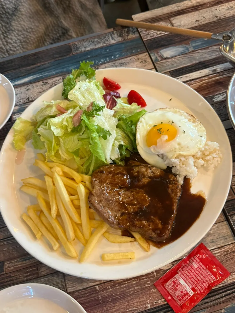 Full pork neck steak set at Pasta Gram