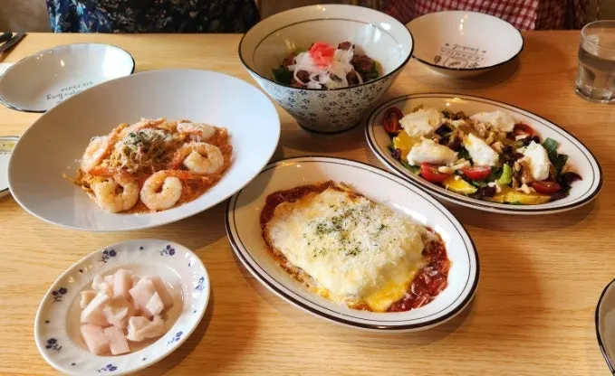 Four dishes served at the same time