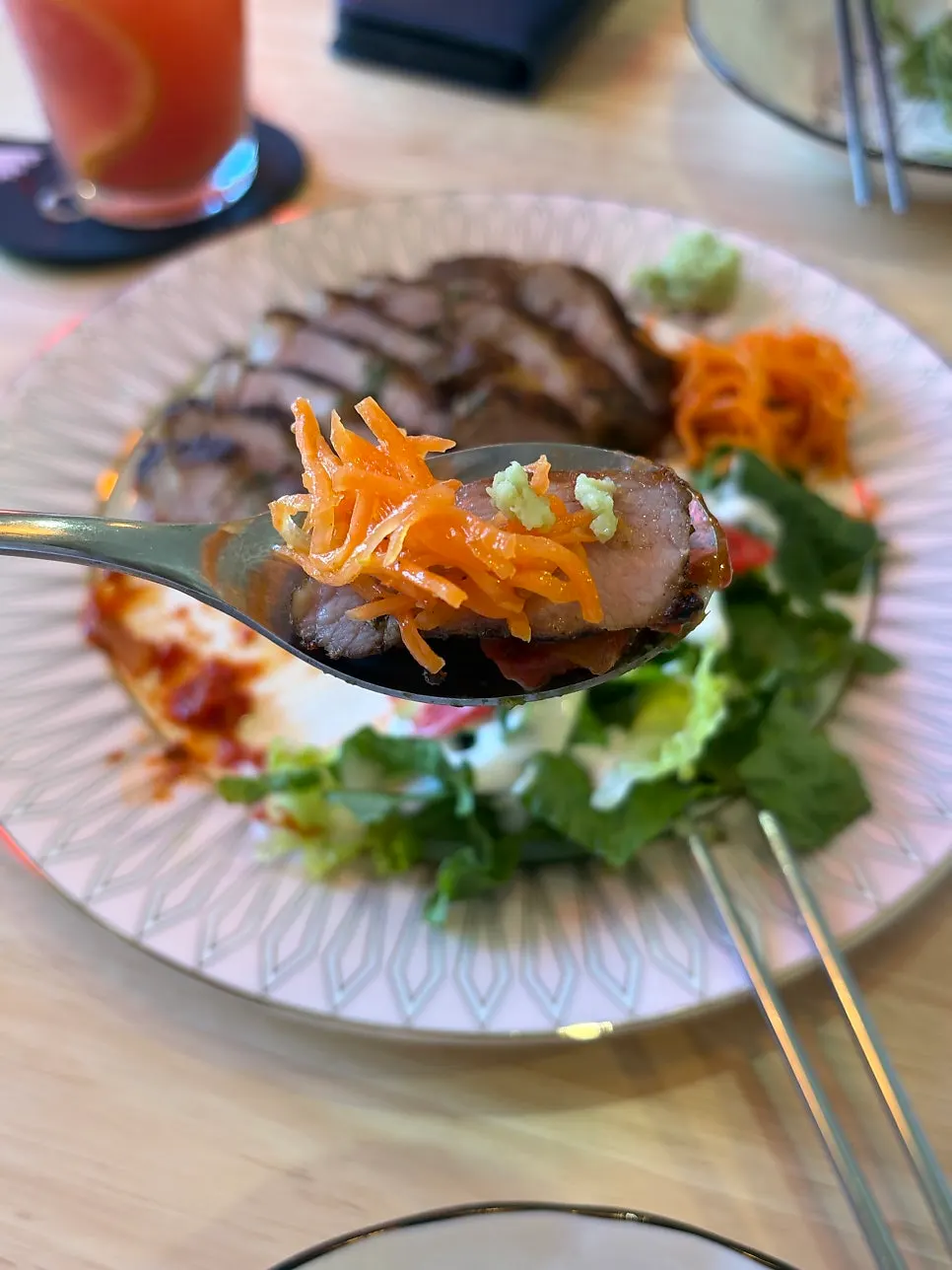 Sous vide steak cut into bite-sized pieces