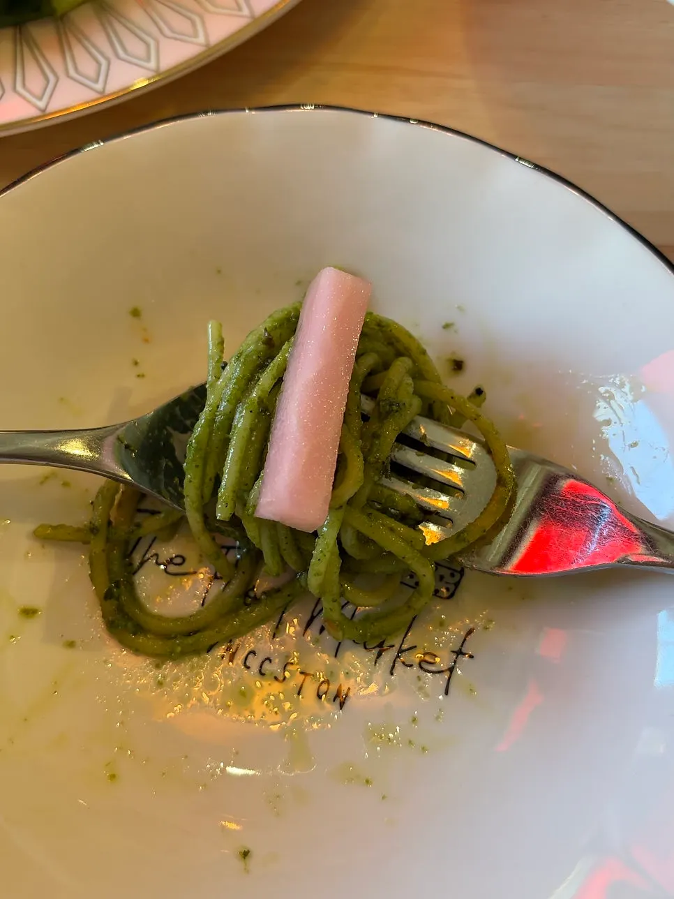 Basil pesto pasta with strong basil aroma