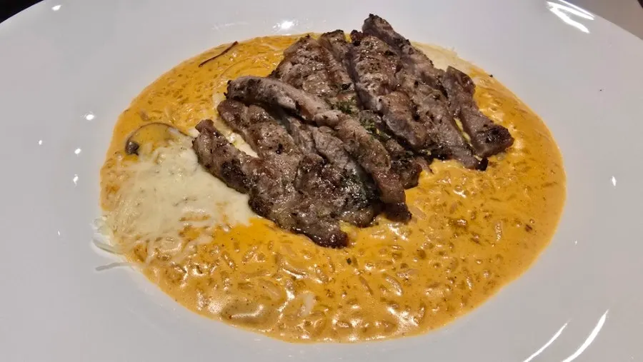 Pickles placed on top of the risotto