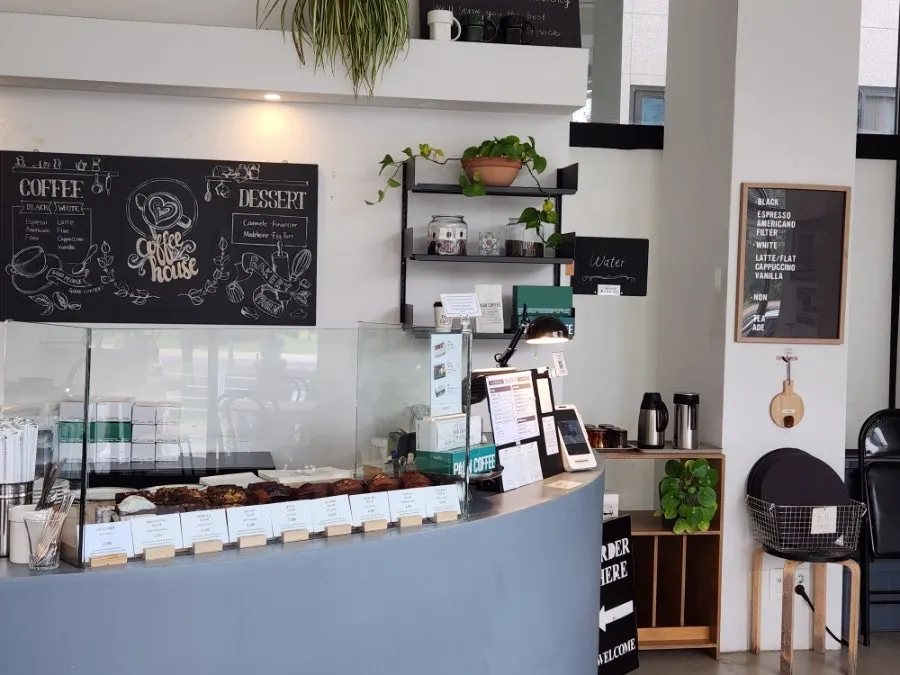 Terrace tables and chairs at Pound Coffee
