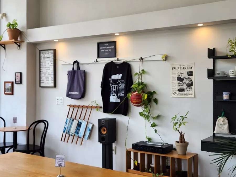 View of the high-ceilinged main hall at Pound Coffee