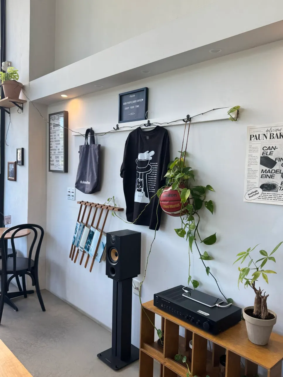 Window seating at Pound Coffee with music playing