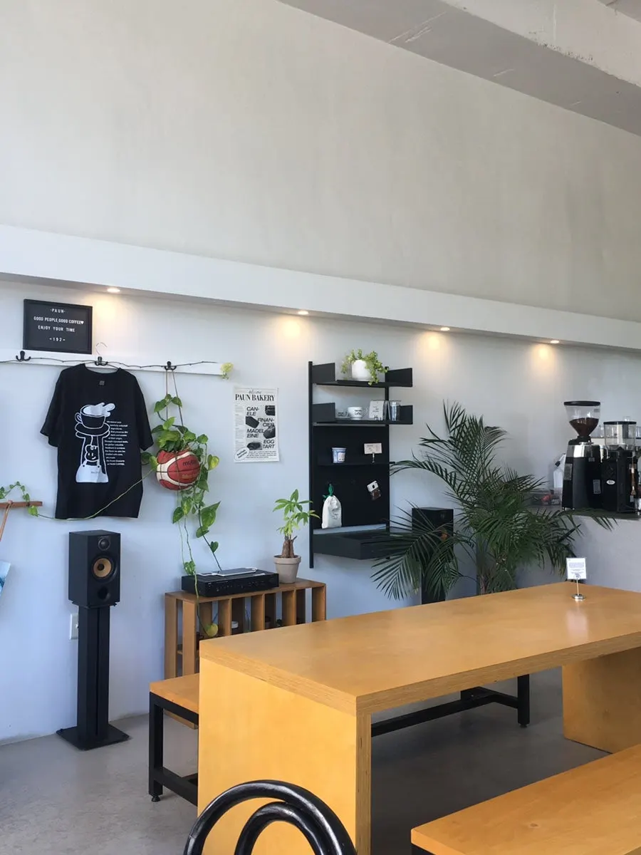 A two-person table at Pound Coffee