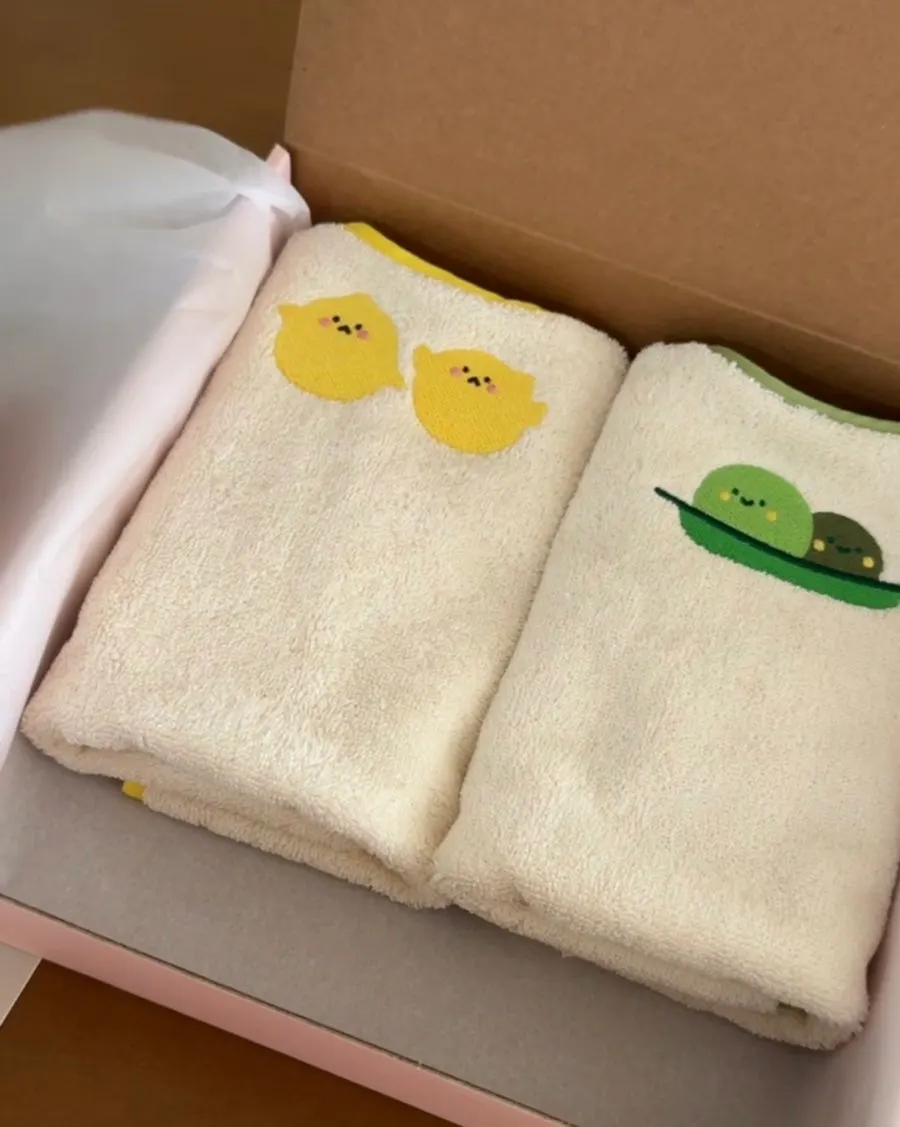 The wash-bib set arranged as a baby shower gift