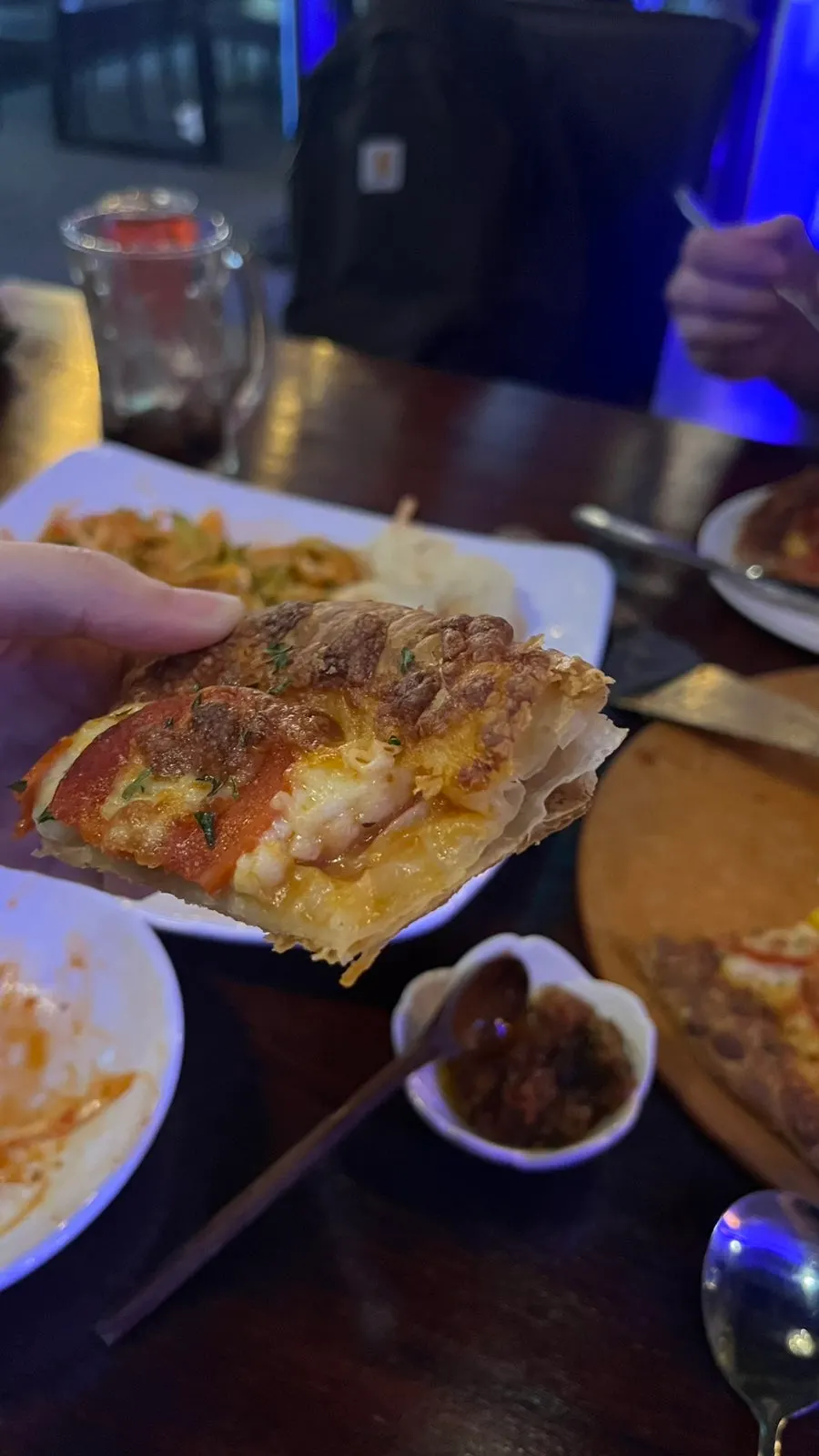 Pastry pizza with homemade sauce