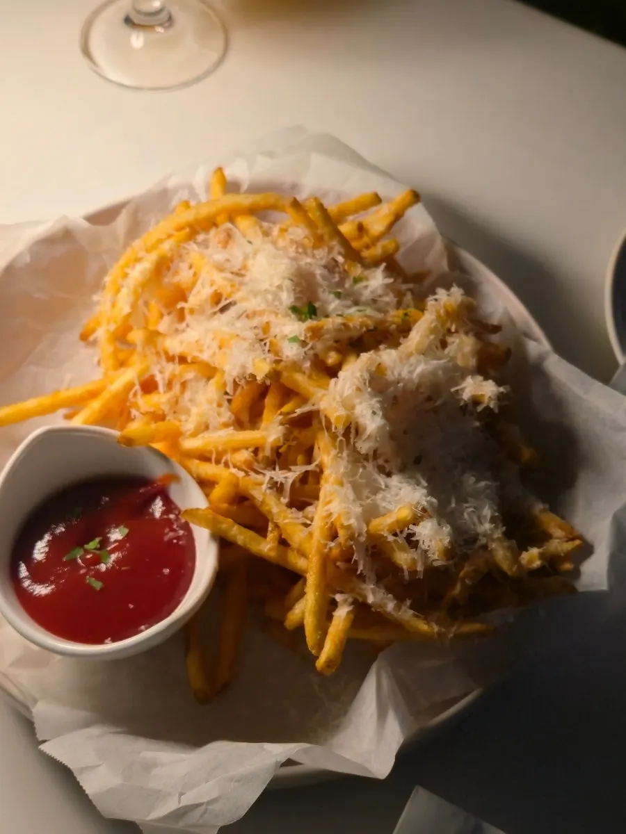 Truffle French fries served with ketchup