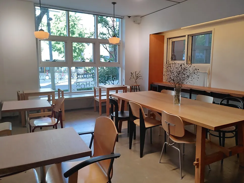 Table in the calm café interior