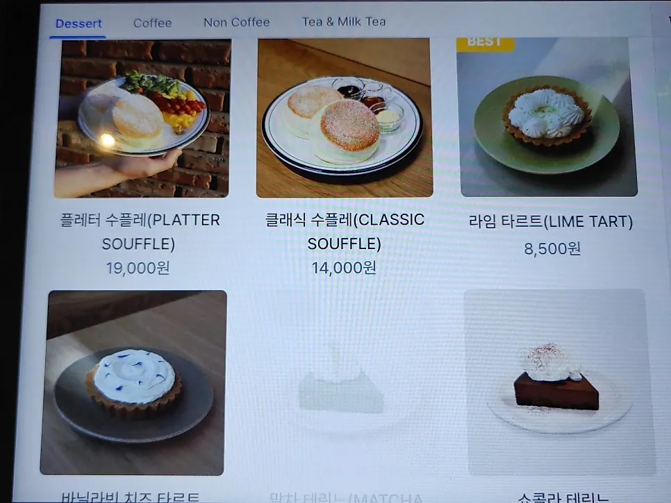 Desserts displayed near the counter