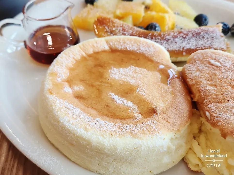 Soufflé with maple syrup poured on top
