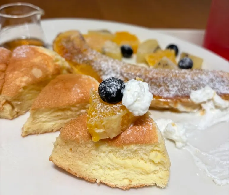 Forkful of the fluffy soufflé cross-section