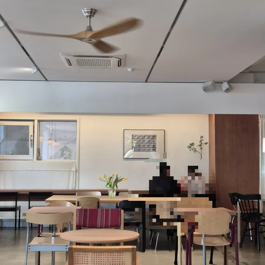 A corner of the café styled with tasteful interior decor pieces
