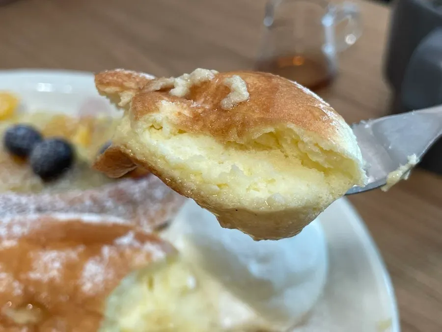 Cross-section of the soufflé showing moist air pockets