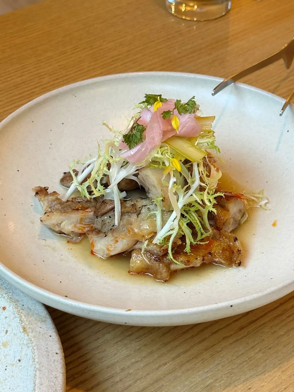 Grilled yuzu chicken thigh with crispy skin