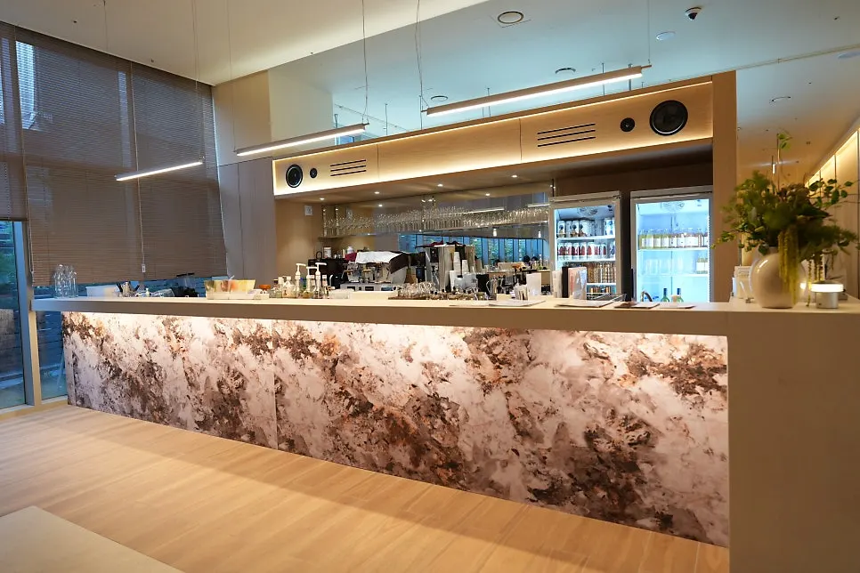 Sleek yet warm interior of Pyu Euljiro