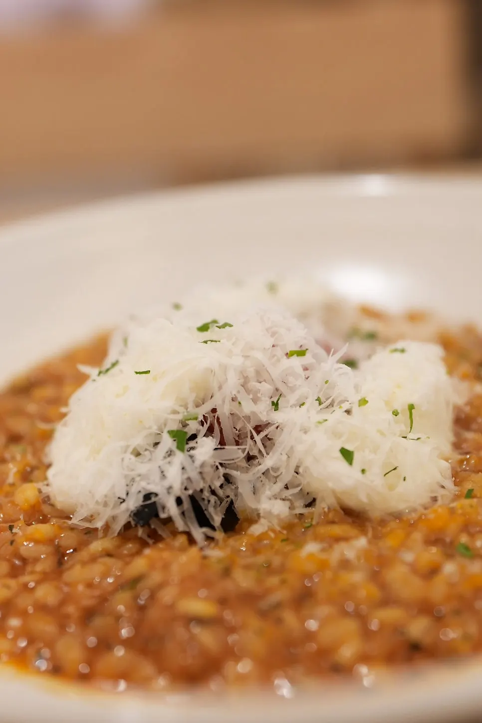 Colorful, vibrant-looking garden tomato risotto