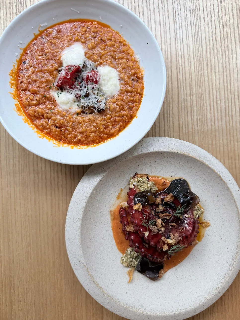 Dishes shared at the center of the table at Pyu Euljiro