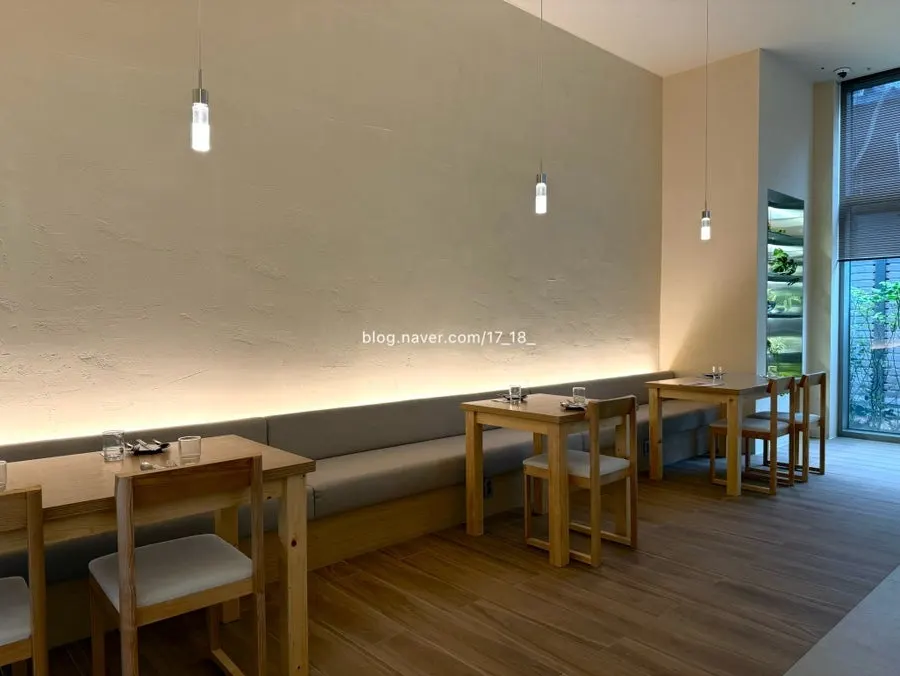 Seating at Pyu Euljiro lit by window light