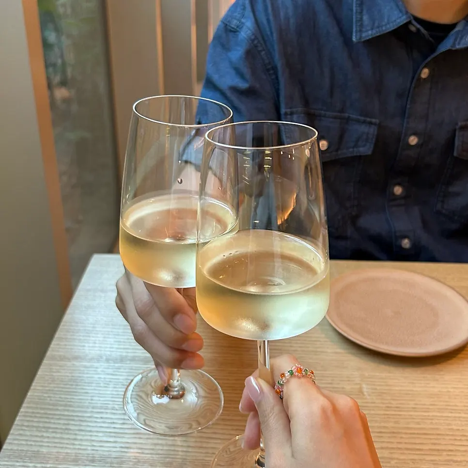 Ordered drinks and wine glasses