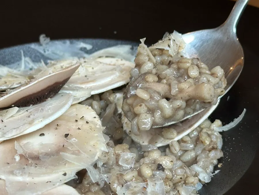 A spoonful of truffle mushroom risotto