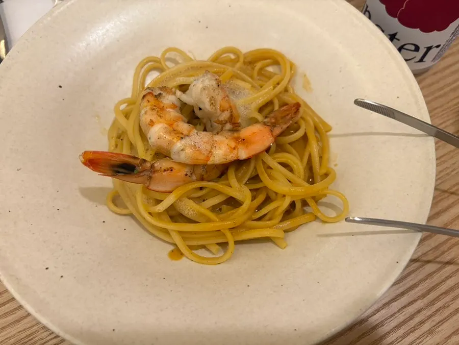 Bisque pasta portioned for two to share