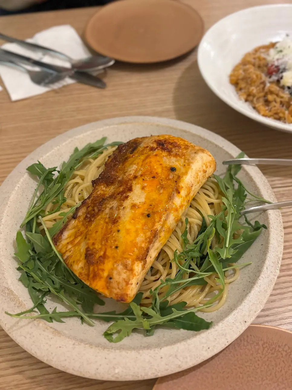 A plate of mackerel pasta