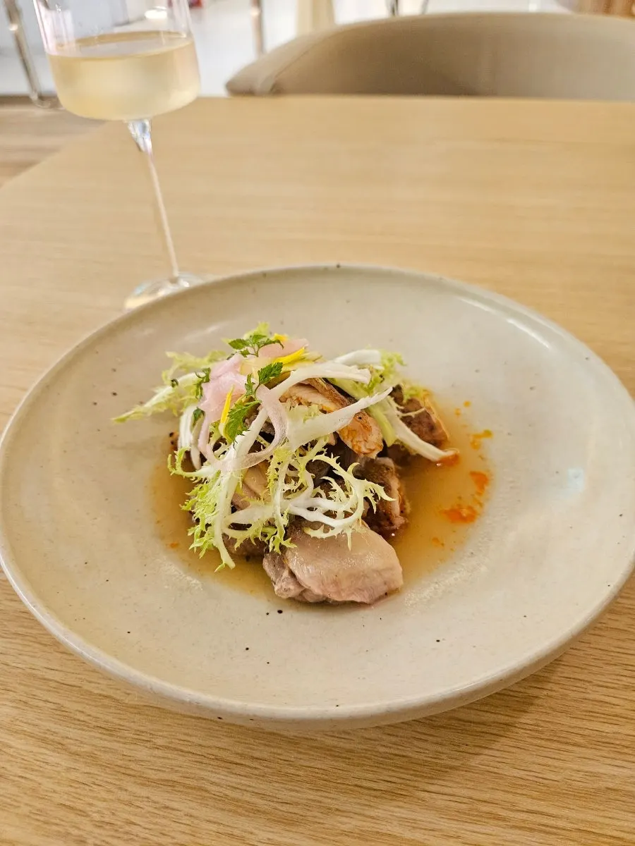 Plate of chicken thigh with yuzu sauce