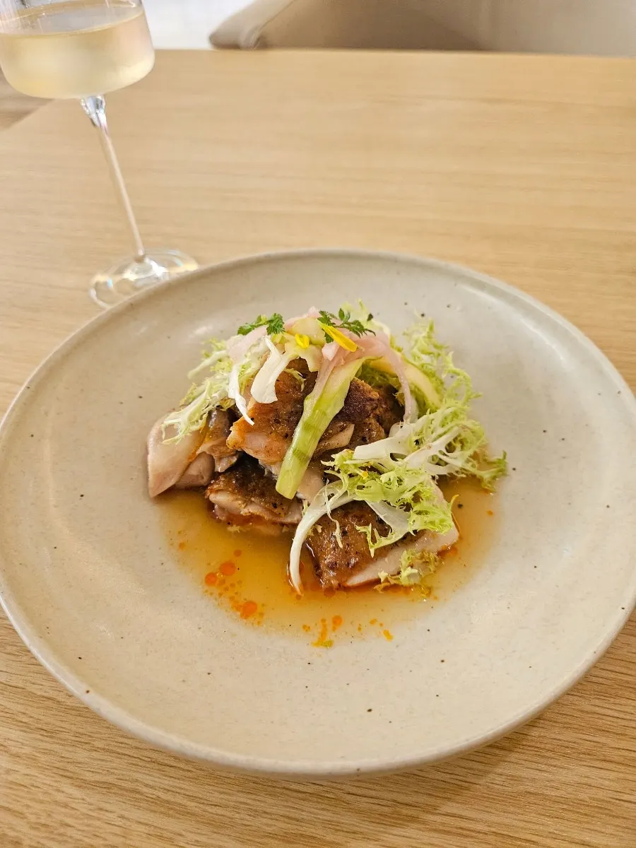 Close-up of the yuzu chicken thigh skewers