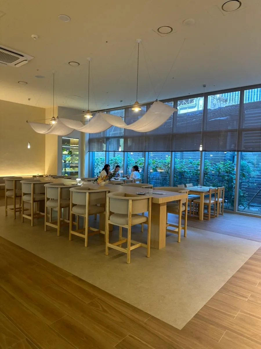 Interior of Pyu Euljiro with soft, dim lighting