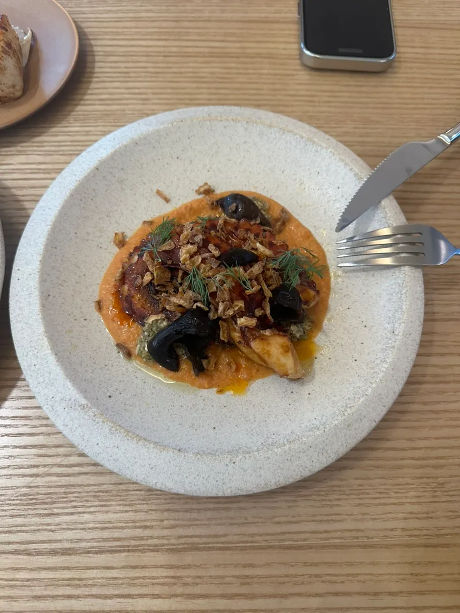 Charcoal-grilled octopus with sauce and wood ear mushrooms