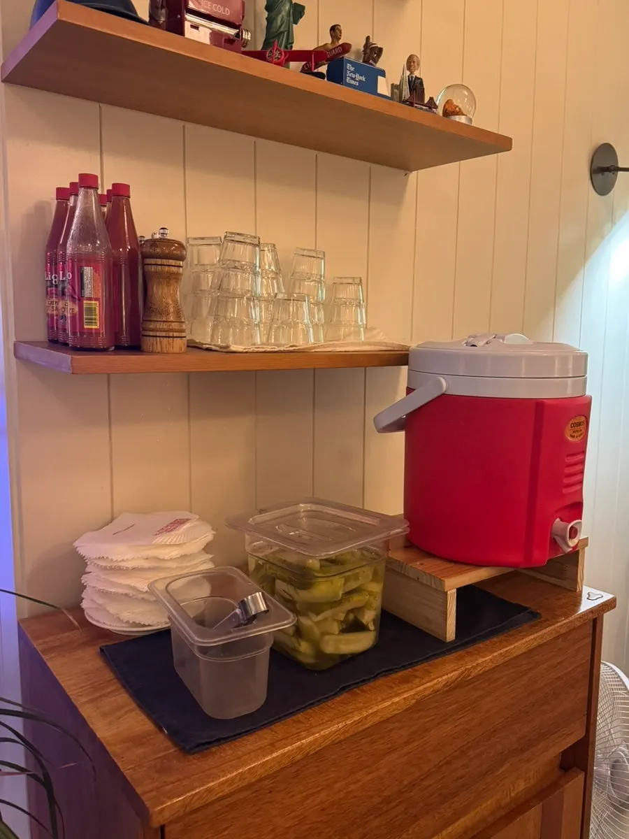 Self-serve bar for pickles and water