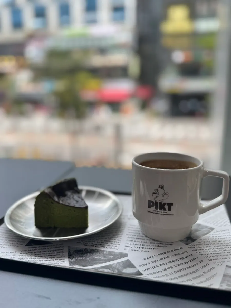 Coffee and cake set on the table