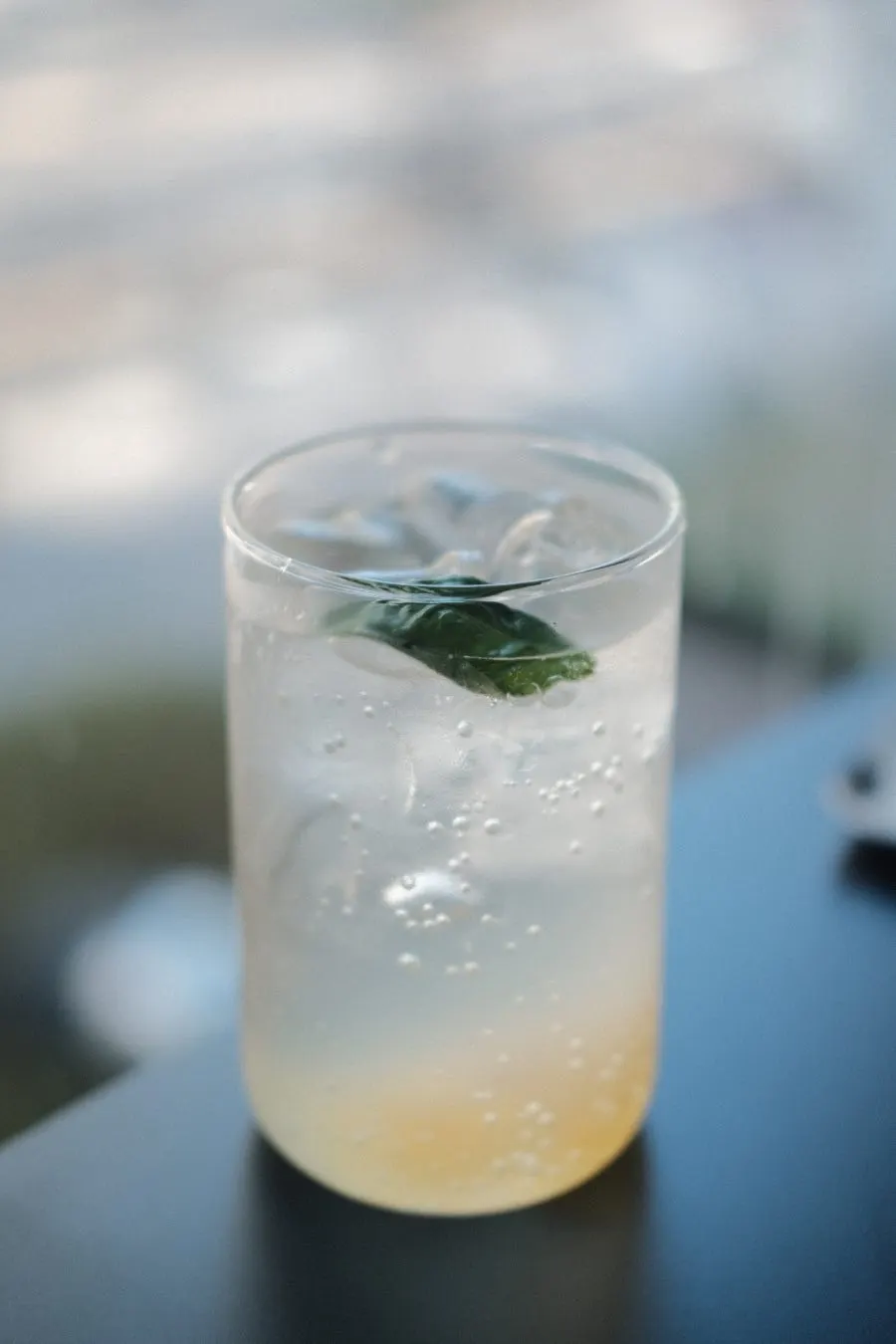 Close-up of the refreshing basil yuzu citrus