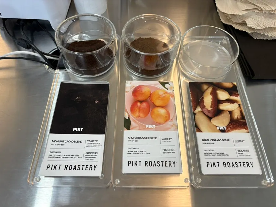 PICT Roastery's coffee and dessert menu board