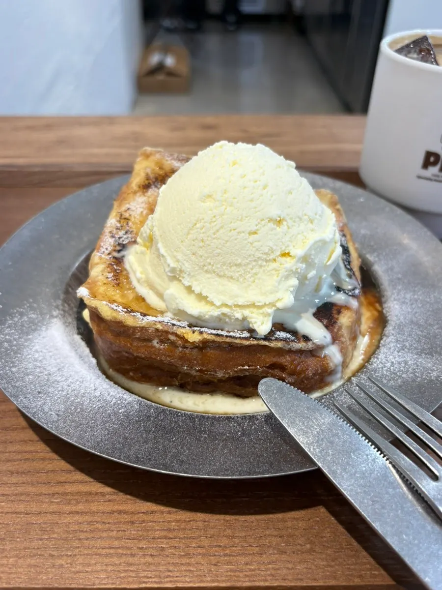 French toast and coffee served at the table