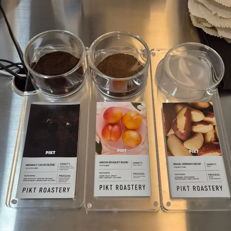 Display of house-roasted coffee beans