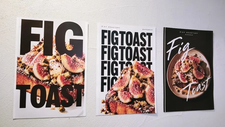 Sign for PICT Roastery's aged French toast