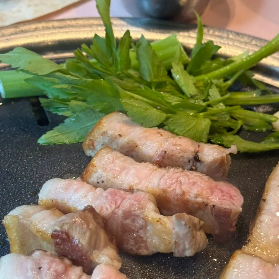 Pork belly dipped in salt