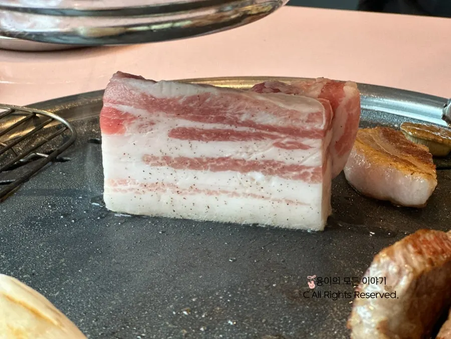 Close-up of pork belly with a thick fat layer